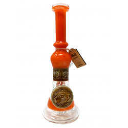 9" Cheech Glass Full Colored Rig With Sand Blasted Sections & Dab Pad Water Pipe- [CHE-207]